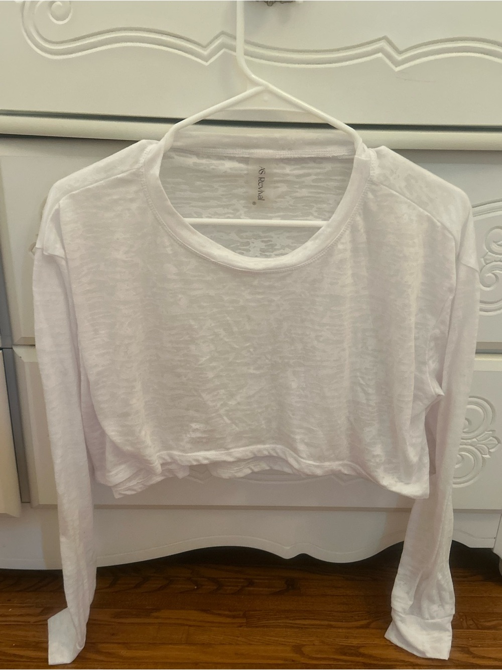 Altar'd State White Sheer Long Sleeve Cropped Tee
